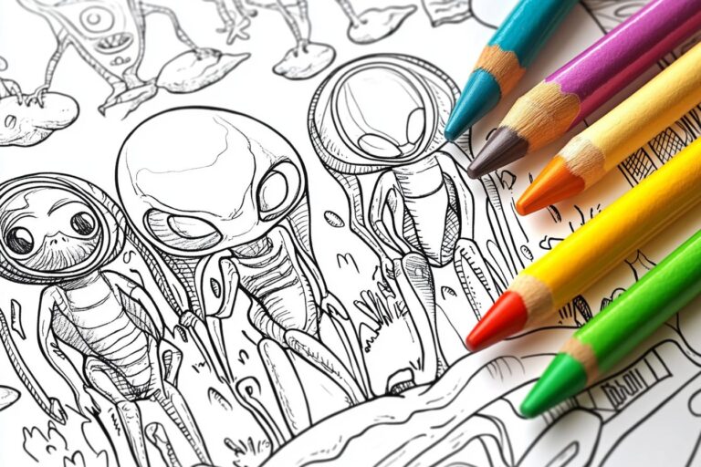 Aliens Coloring Pages : Blast Off with Space-Themed Coloring Fun