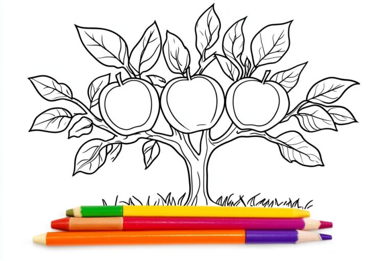 Apple Tree Coloring Pages : Coloring Fun for Kids and Adults