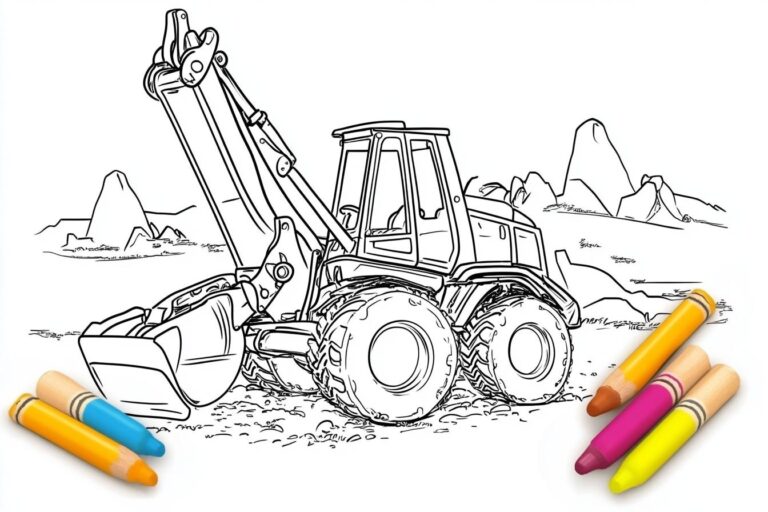Backhoe Coloring Page : Dig into Fun with Construction Equipment