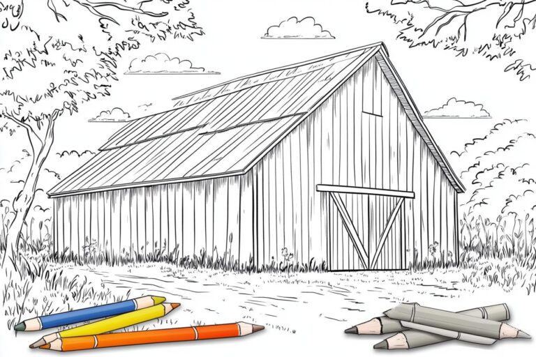 Barn Coloring Pages : Fun Farm & Countryside Coloring Sheets