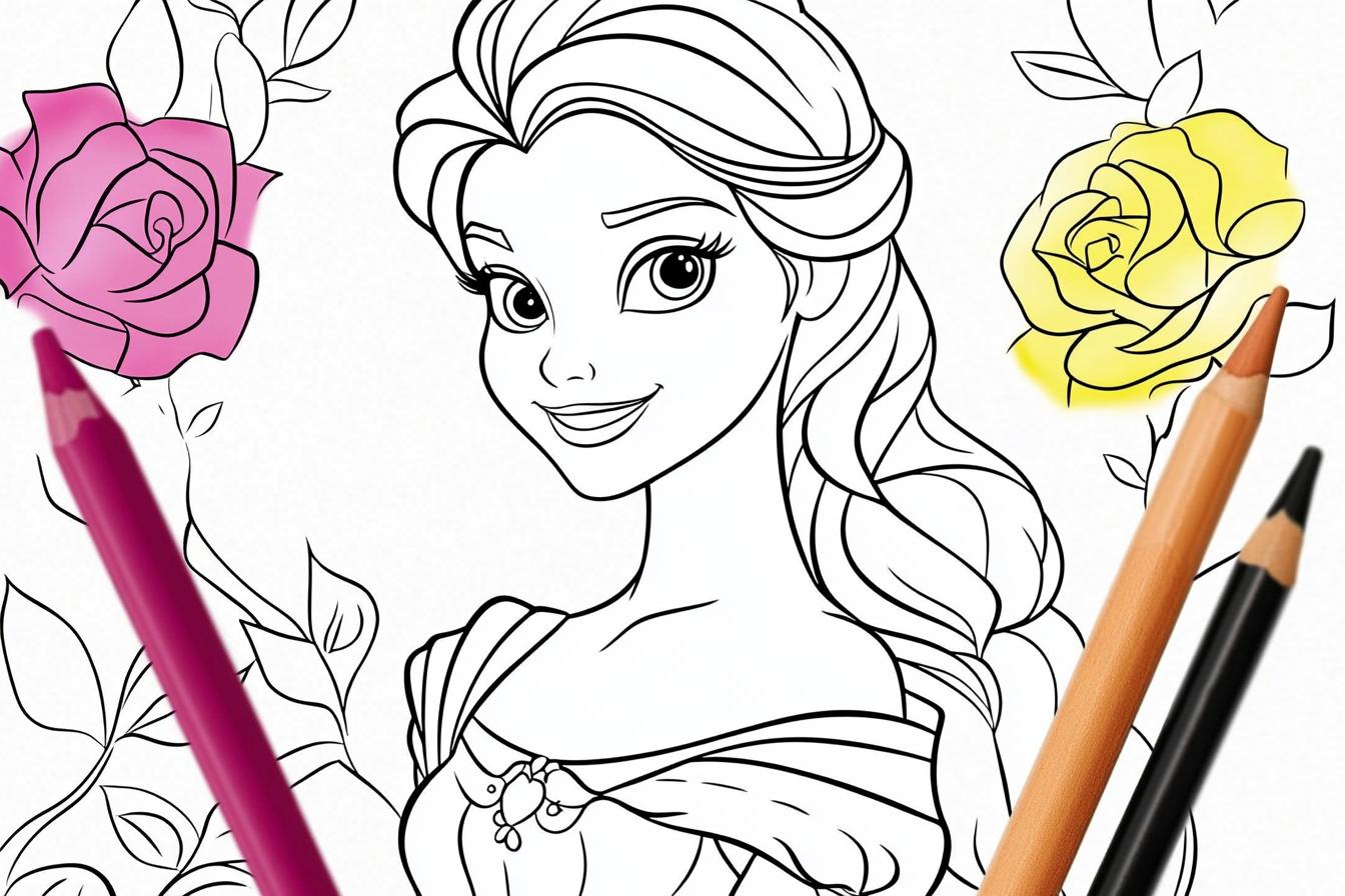 Free Printable PDF Belle Coloring Pages