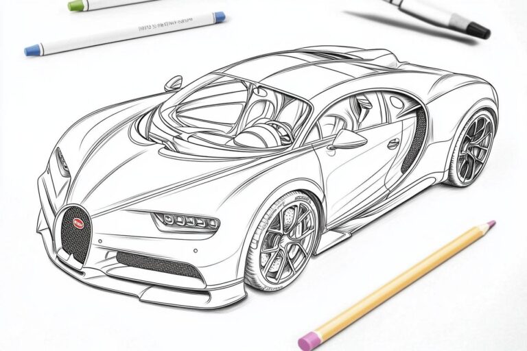 Bugatti Coloring Pages : Luxury Car Coloring for Artistic Expression
