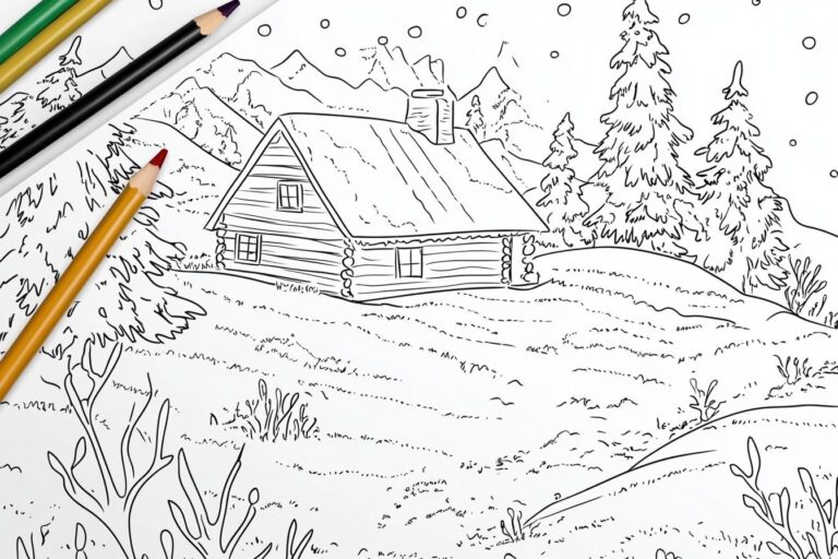 Cabin Coloring Pages : Color Your Dream Retreat