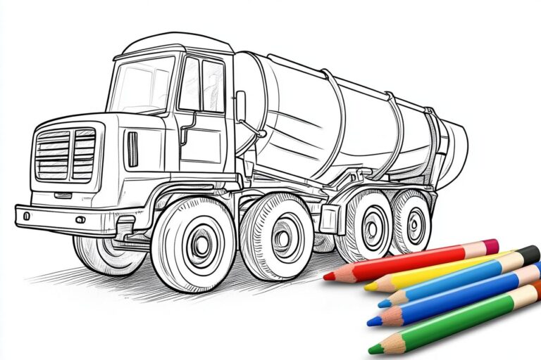 Cement Mixer Coloring Pages : Fun Construction Vehicle Coloring Pages for Kids