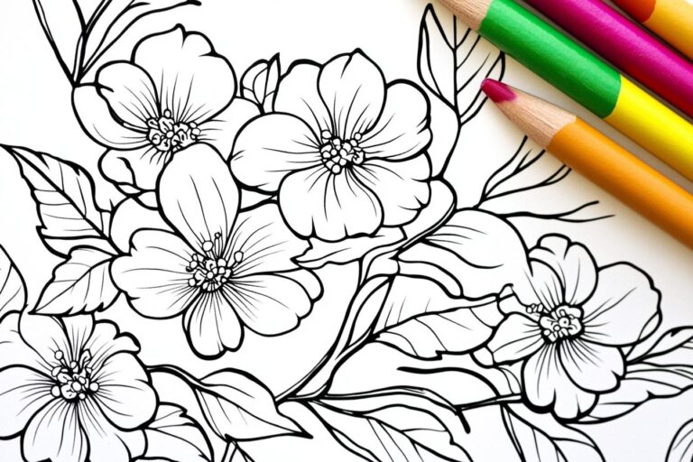 Cherry Blossom Coloring Pages : Relax, Create, and Celebrate Japanese Culture