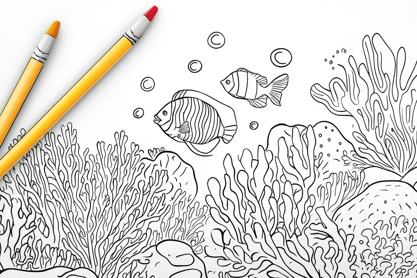 Free Printable PDF Coral Reef Coloring Pages
