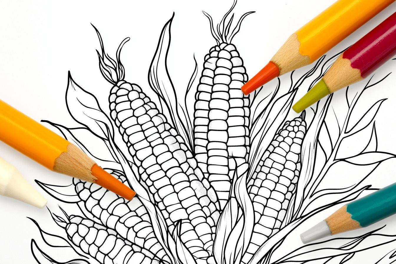 Corn Coloring Pages Free Printable PDF Corn Coloring Pages