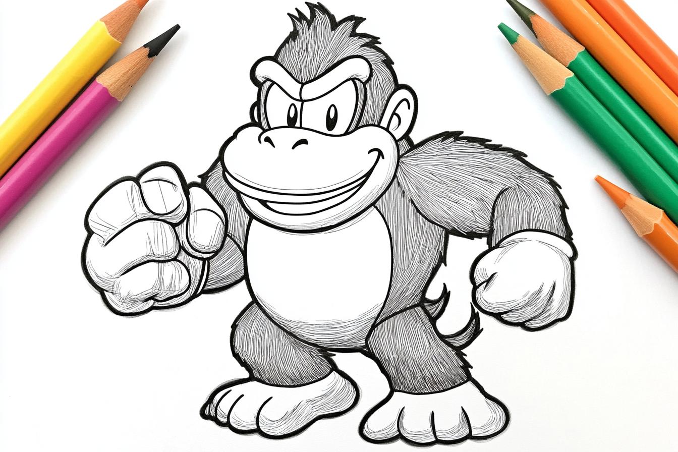 Free Printable PDF Donkey Kong Coloring Pages