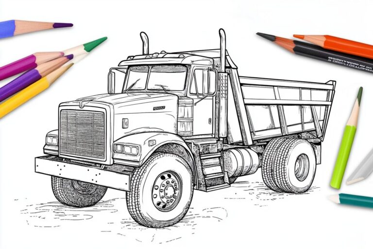 Dump Truck Coloring Pages : Fun and Educational Activity for Kids