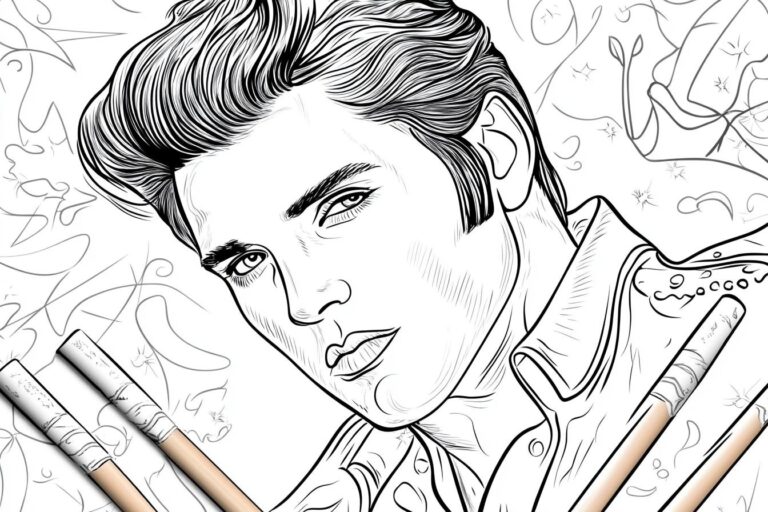 Elvis Coloring Pages : Color The King of Rock and Roll