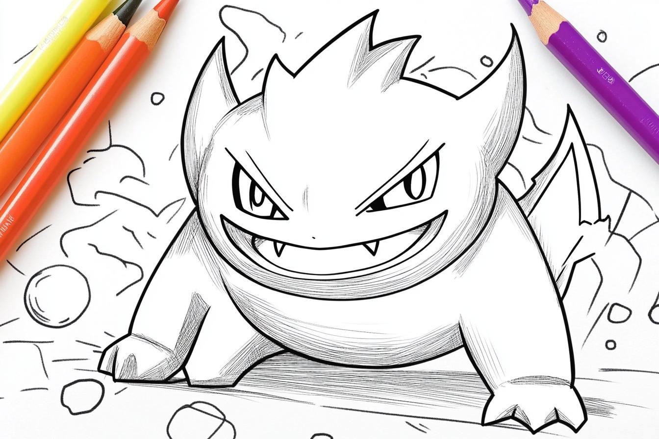 Gengar Coloring Pages Free Printable PDF Gengar Coloring Pages