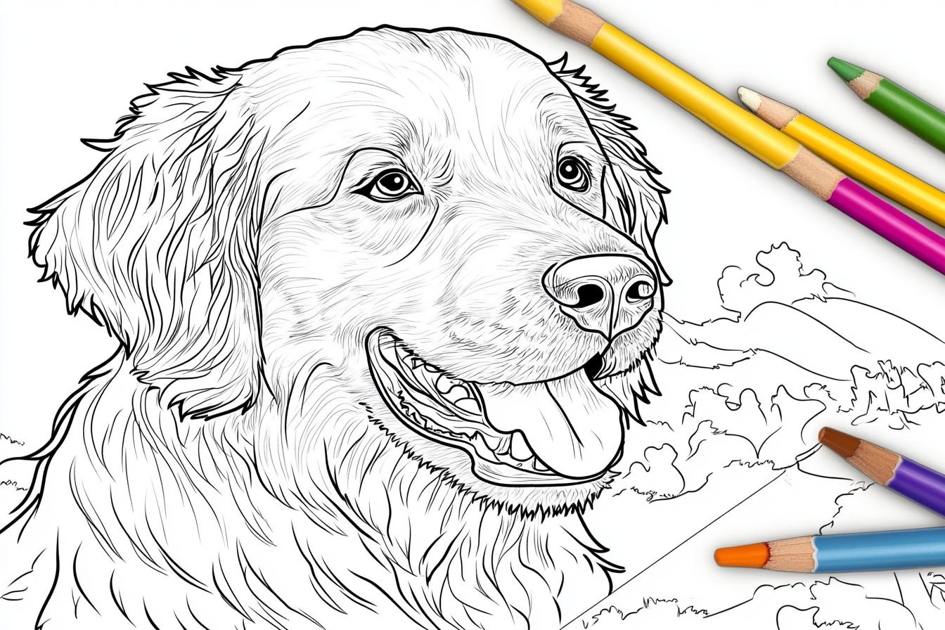 Golden Retriever Coloring Page Free Printable PDF Golden Retriever Coloring Page