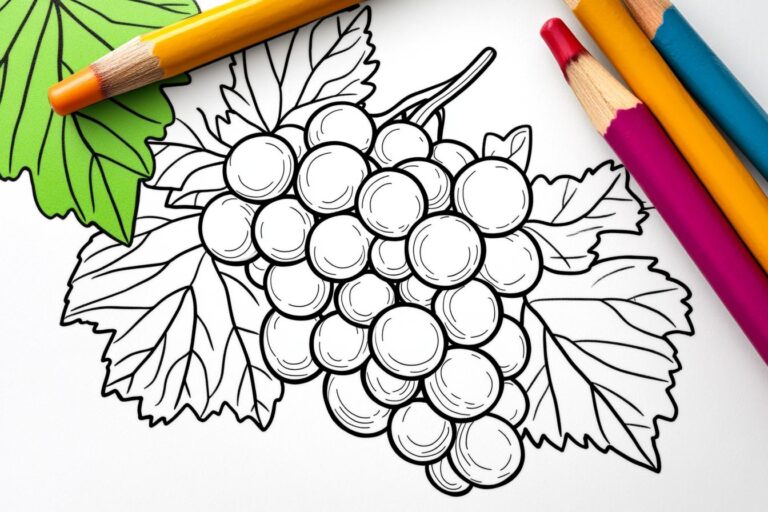 Grapes Coloring Page : Fun Fruit-Themed Coloring Activity for All Ages