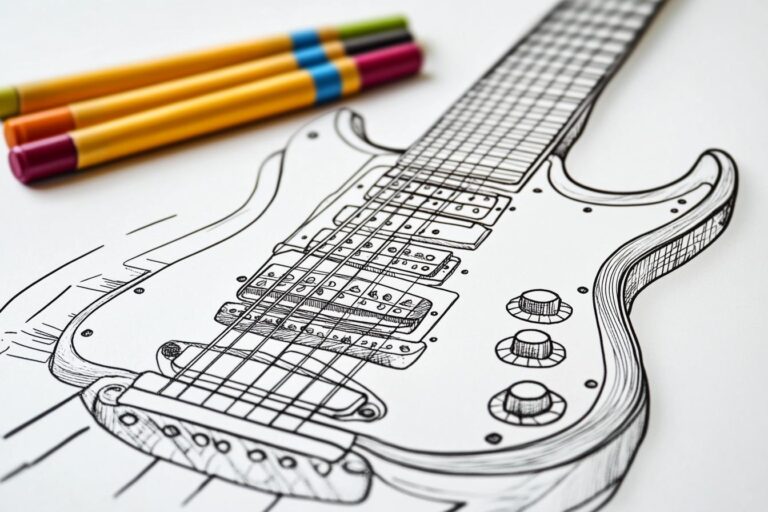 Guitar Coloring Pages : Strum Up Fun and Creativity