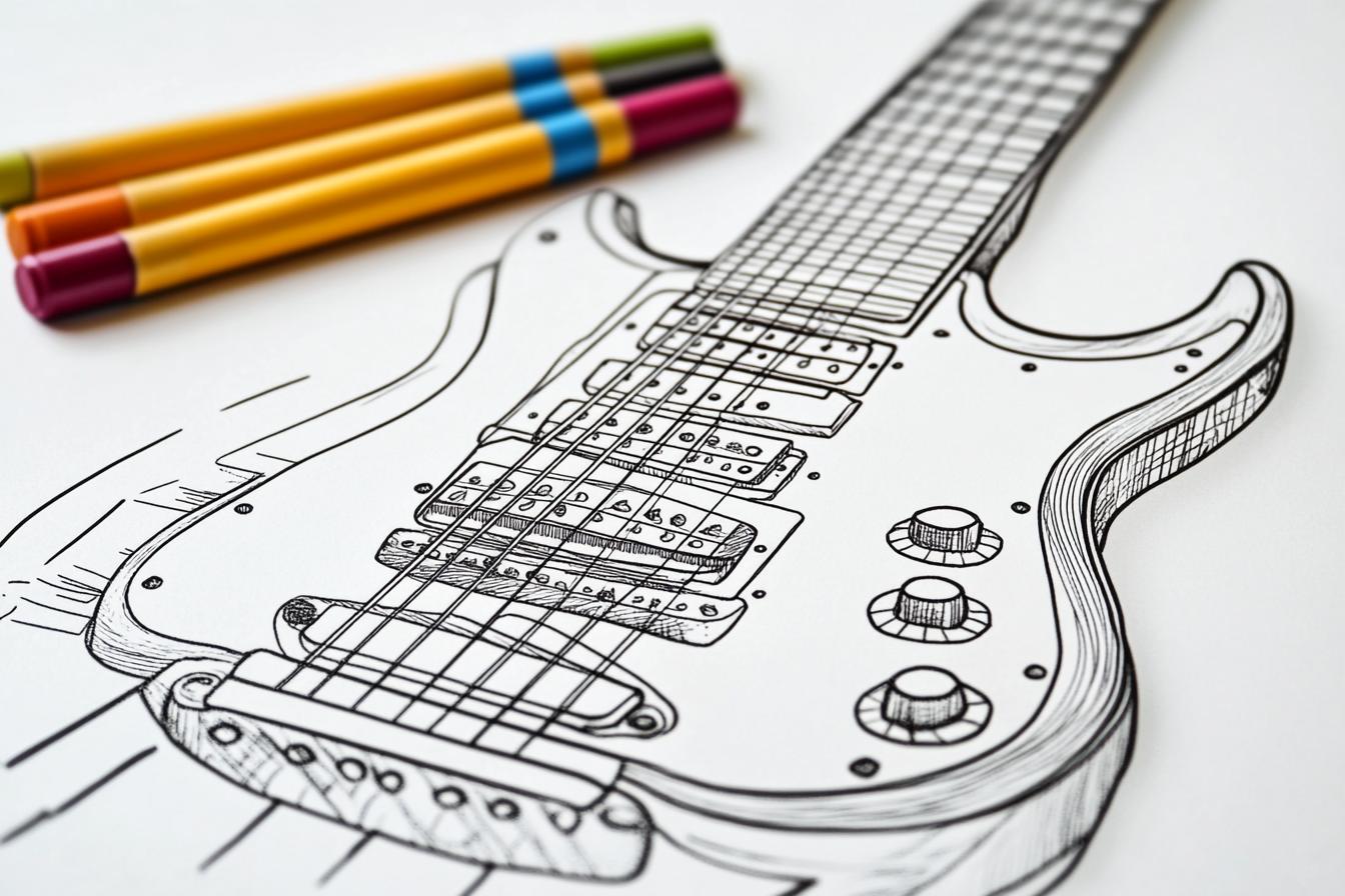 Guitar Coloring Pages Free Printable PDF Guitar Coloring Pages