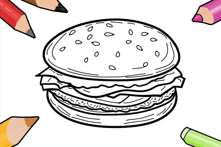 Hamburger Coloring Pages : Fun Food Art for Kids