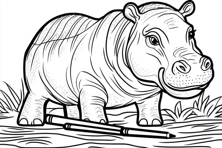 Hippo Coloring Pages : Fun Animal Coloring Activity for Kids