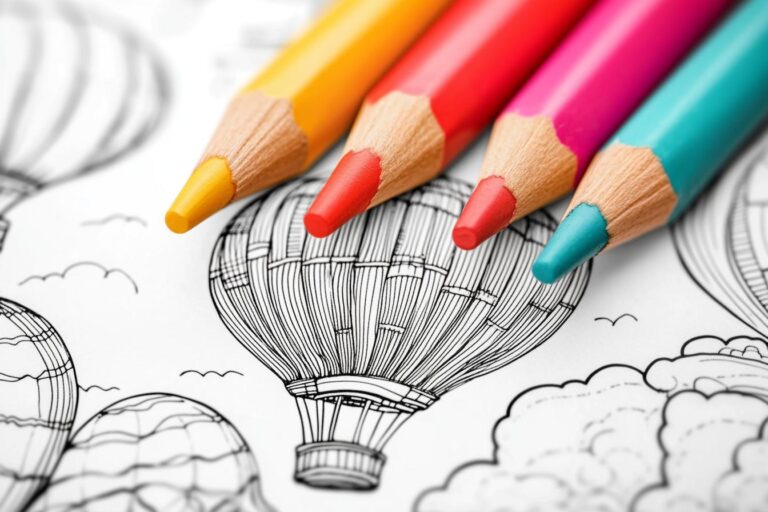 Hot Air Balloon Coloring Pages : Coloring Fun for Kids with Printable Templates