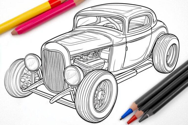 Hot Rod Coloring Pages : Unleash Your Inner Artist with Hot Rods