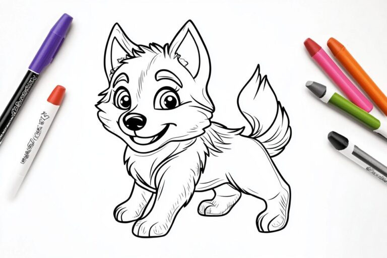 Husky Coloring Pages : Free Printable Husky Line Art for Kids & Adults