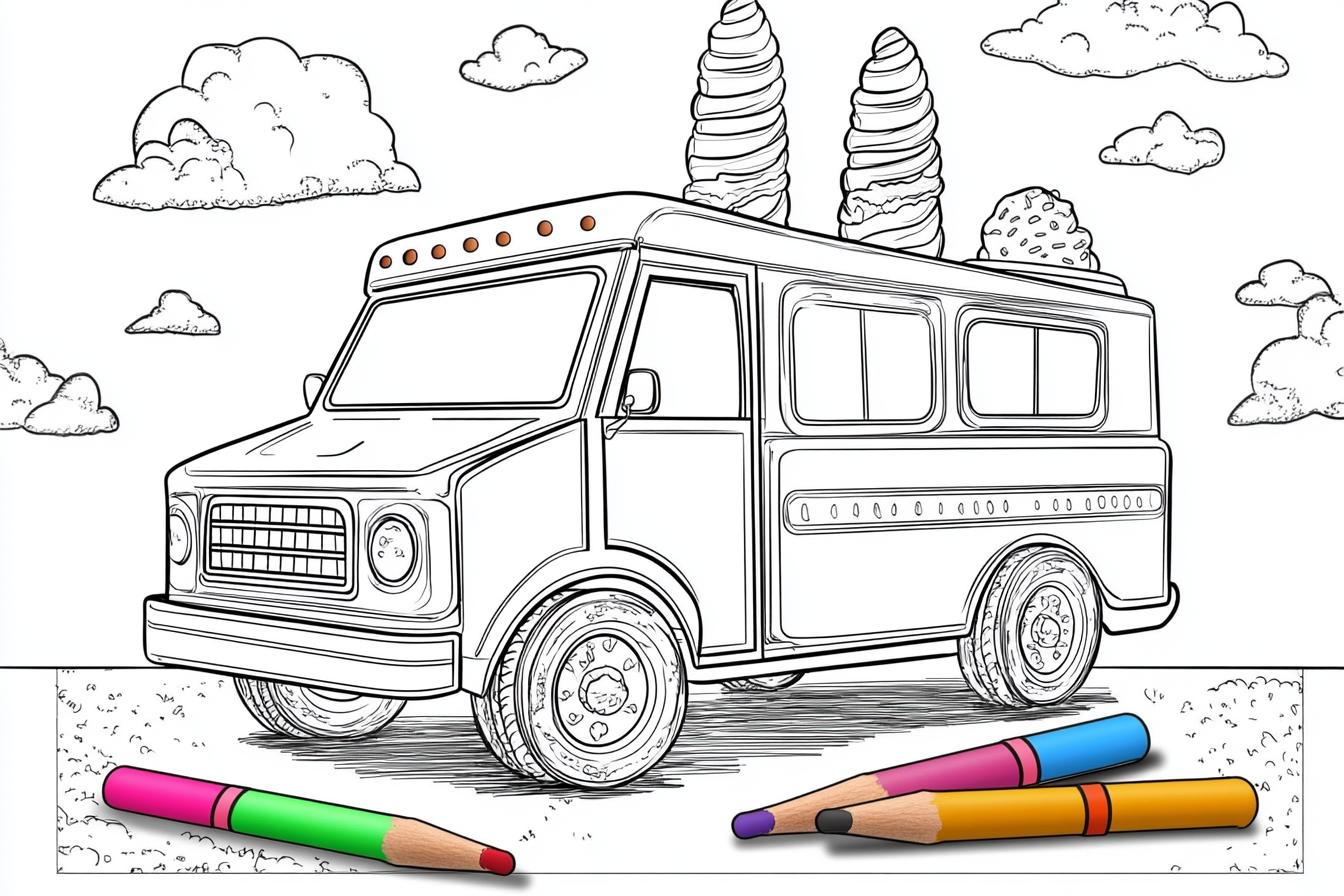 Ice Cream Truck Coloring Pages Free Printable PDF Ice Cream Truck Coloring Pages