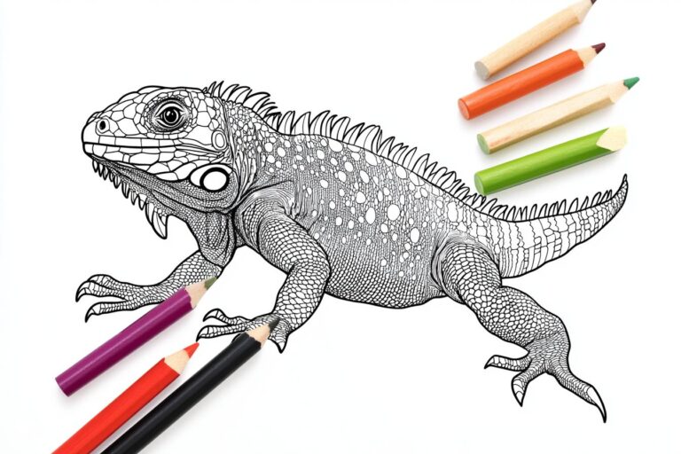 Iguana Coloring Pages : Fun for Kids & Learning Tool