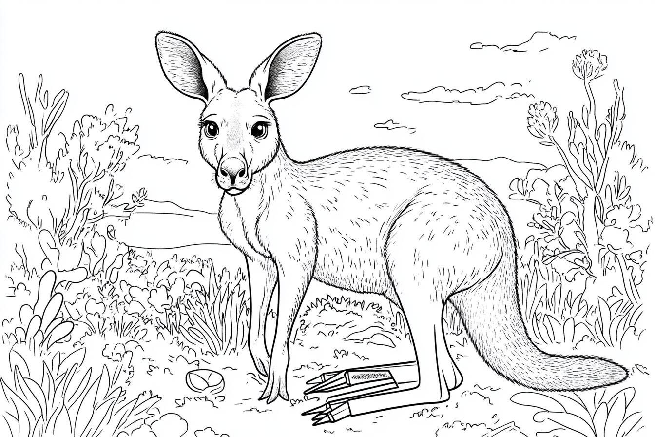Free Printable PDF Kangaroo Coloring Pages