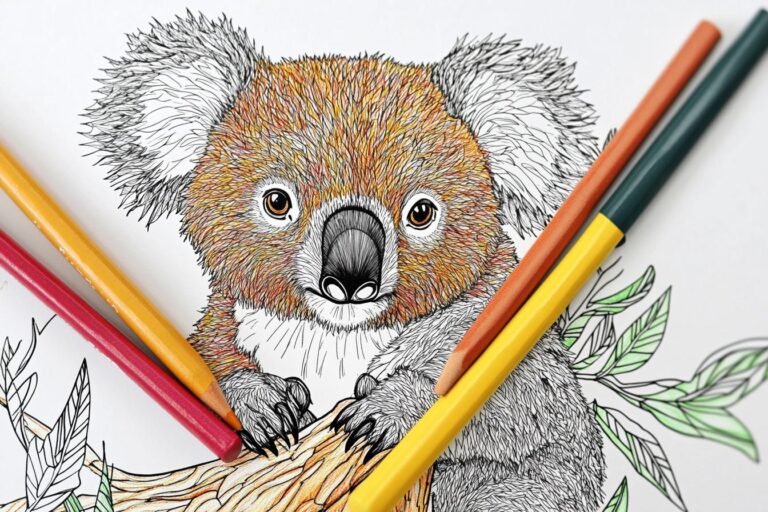 Koala Coloring Pages : Free Printable Koala Art for Kids