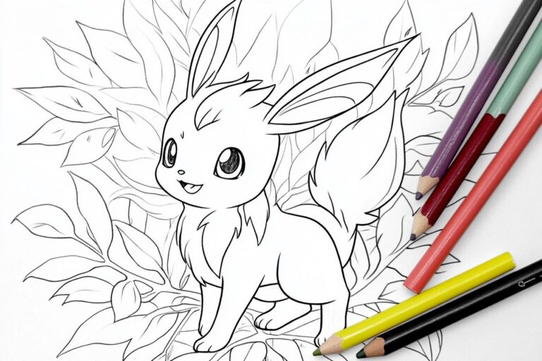 Leafeon Coloring Pages : Color Your Own Pokemon Grass-Type
