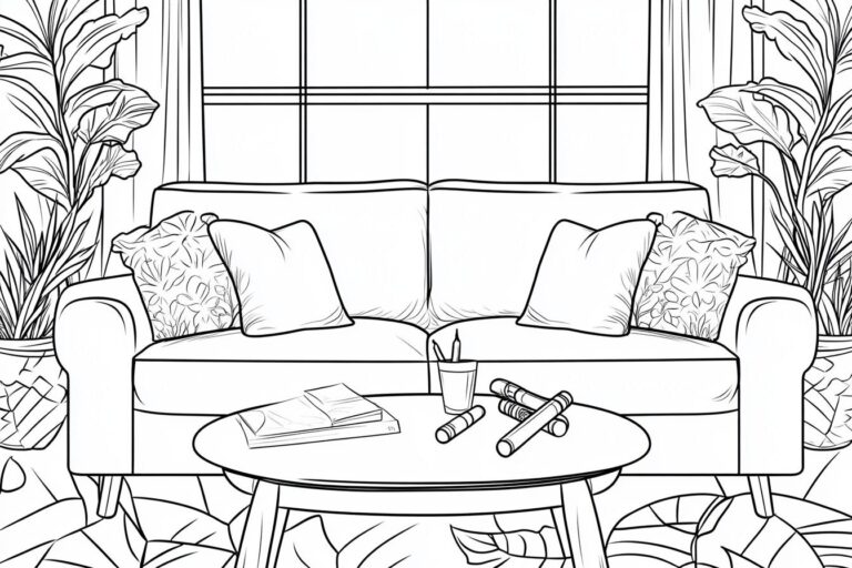 Living Room Coloring Pages : Design Your Dream Space