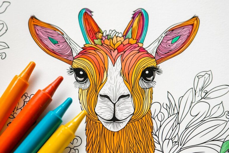 Llama Coloring Pages : Fun Llama Illustrations for Kids and Adults
