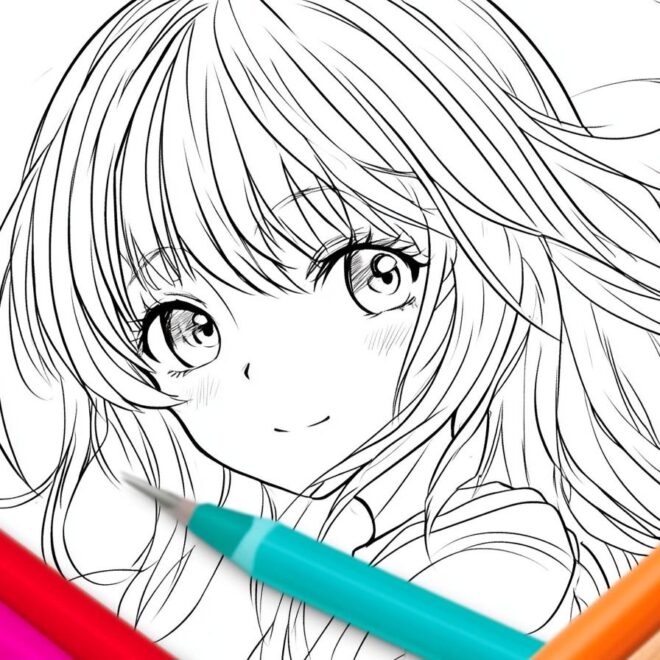Long Hair Anime Girl Coloring Pages : Unleash Your Creativity with Anime Girl Coloring Pages