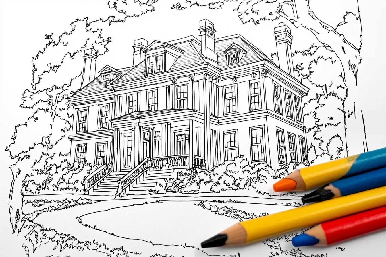 Mansion Coloring Pages Free Printable PDF Mansion Coloring Pages