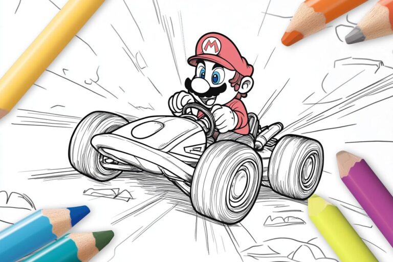 Mario Kart Coloring Pages : Unleash Your Inner Racer