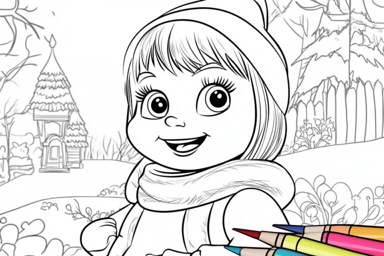 Masha And The Bear Coloring Pages : Fun and Free Printable Sheets for Kids