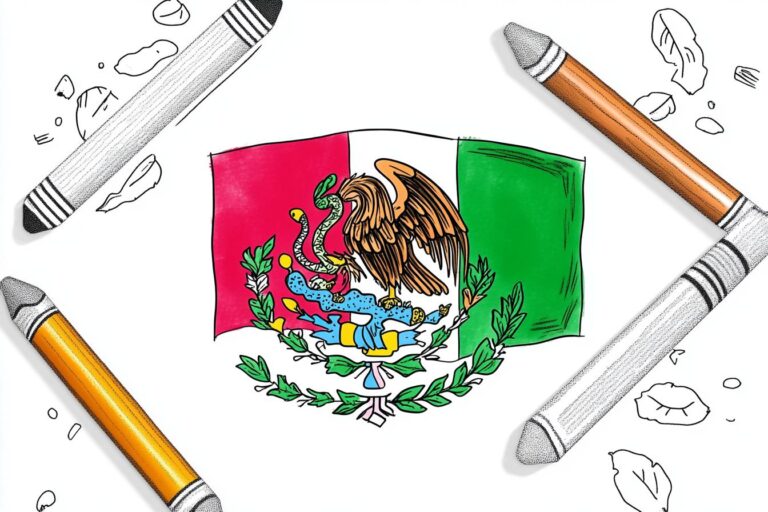 Mexico Flag Coloring Pages : Color the Symbols of Mexico