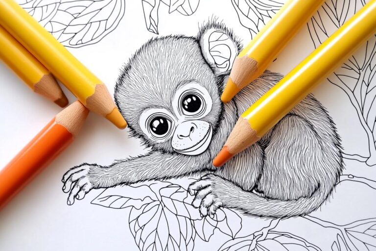 Monkey Coloring Pages : Fun & Educational Activities for Kids & Adults