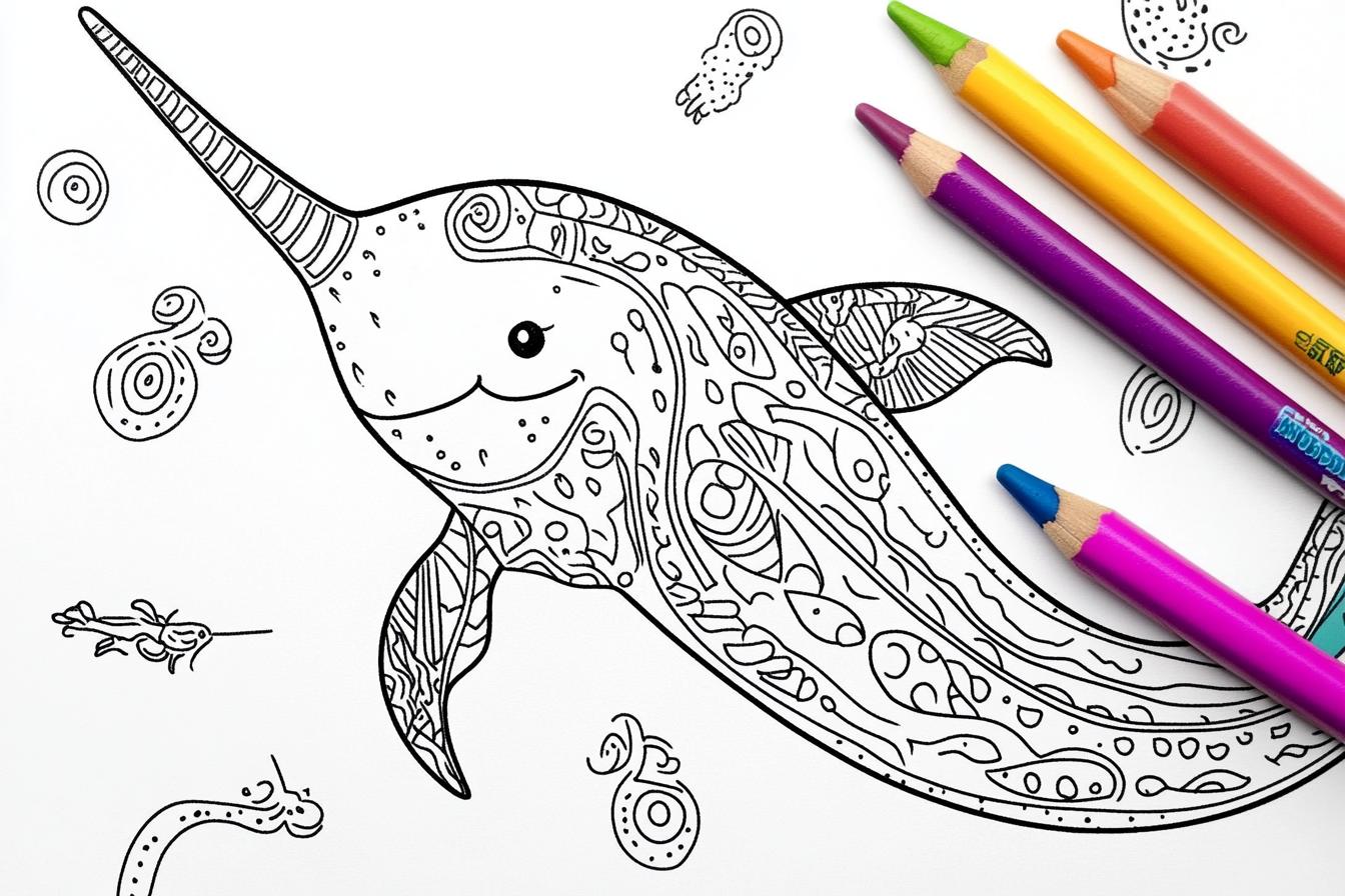 Narwhal Coloring Pages Free Printable PDF Narwhal Coloring Pages