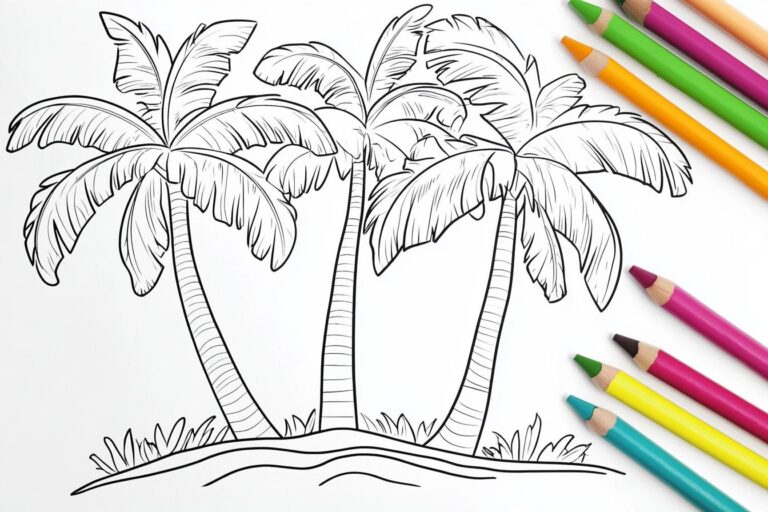 Palm Tree Coloring Pages : Fun & Creative Tropical Designs