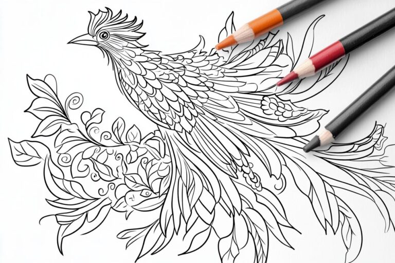 Phoenix Bird Coloring Pages : Ignite Creativity with Mythical Bird Illustrations