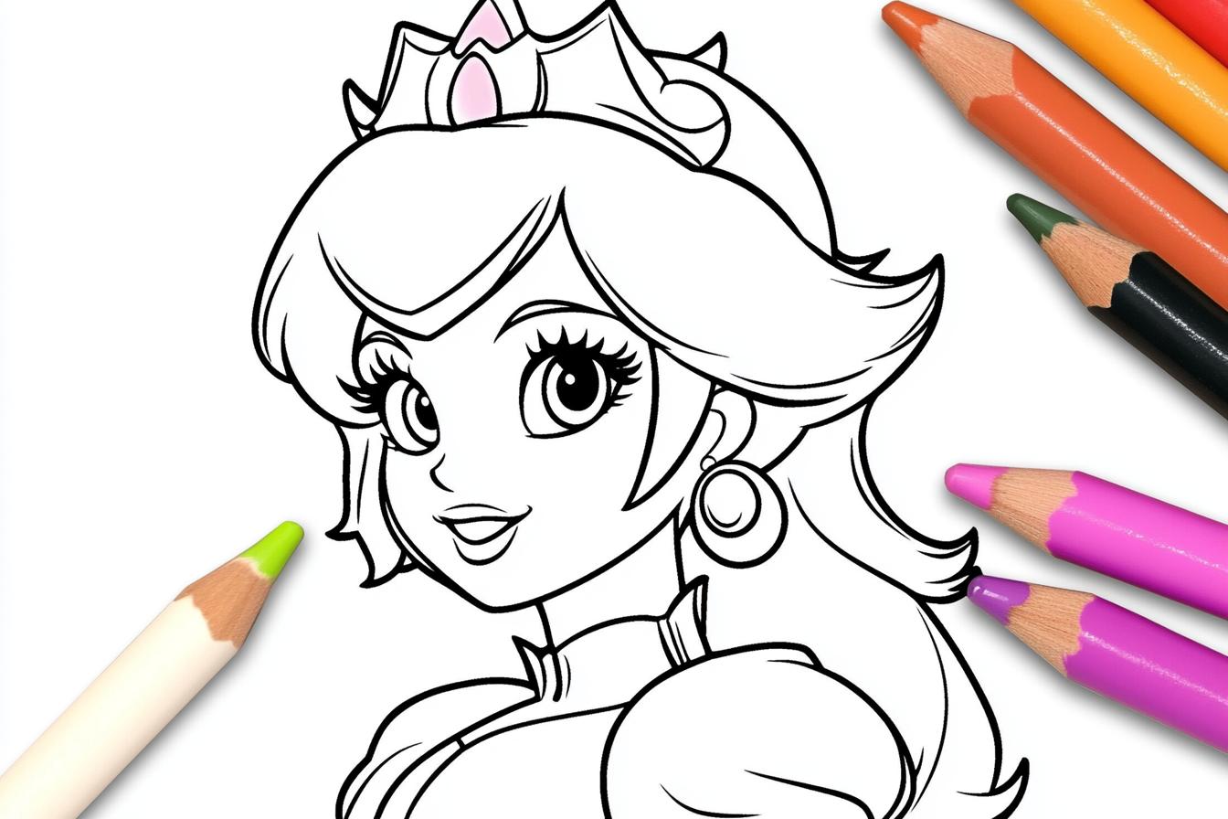 Free Printable PDF Princess Peach Coloring Pages