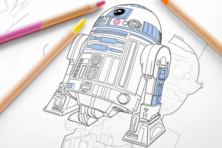 R2 D2 Coloring Pages : Free Printable Star Wars Art for Kids