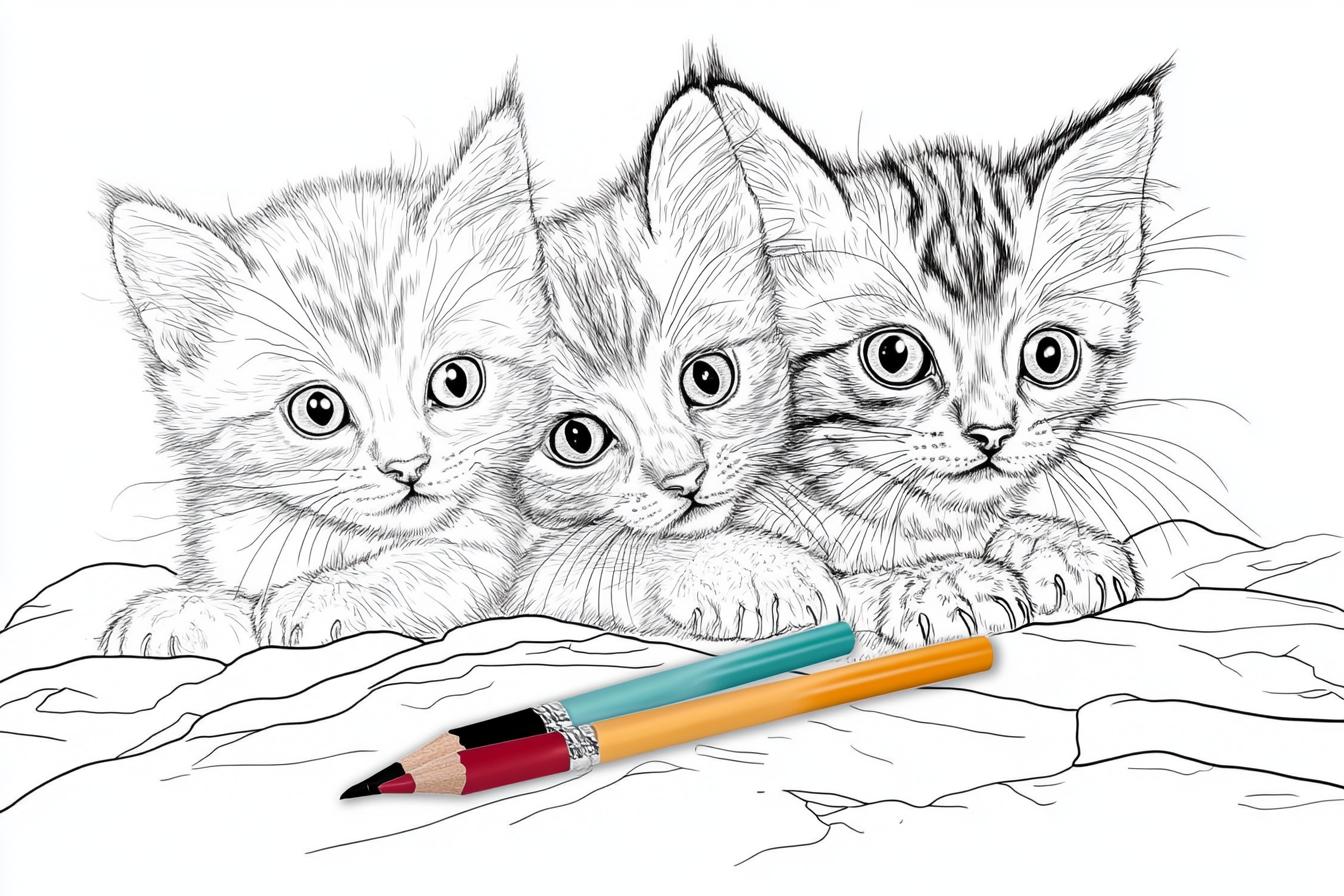 Free Printable PDF Realistic Cat Coloring Pages