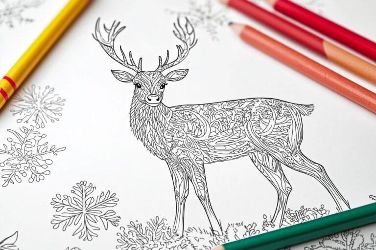 Reindeer Coloring Pages : Fun Christmas Activity for Kids