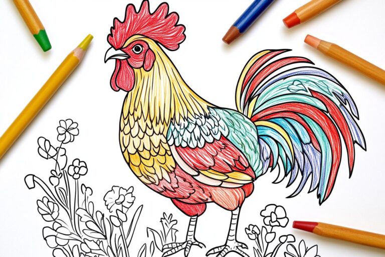 Rooster Coloring Pages : Fun & Free Printable Rooster Illustrations