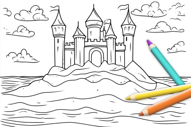Sand Castle Coloring Pages : Build Creative Fun with Beach-Themed Coloring