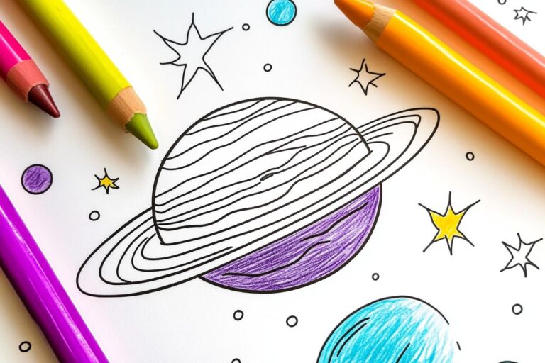 Saturn Coloring Pages : Color the Rings and Moons of Saturn