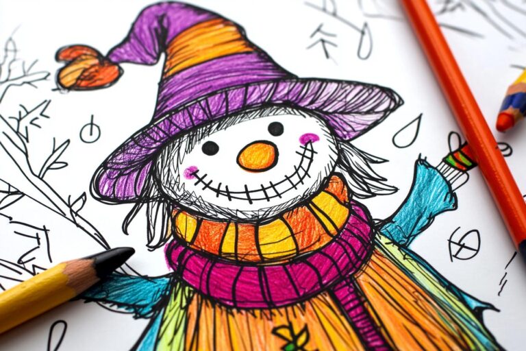 Scarecrow Coloring Pages : Fun Fall Activity for Kids
