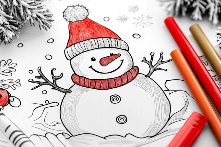 Snowman Coloring Pages : Winter Fun for Creative Kids