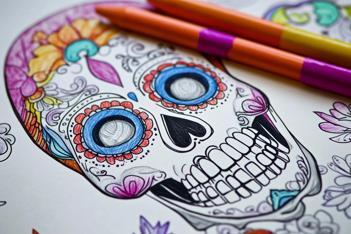 Sugar Skull Coloring Pages Free Printable PDF Sugar Skull Coloring Pages